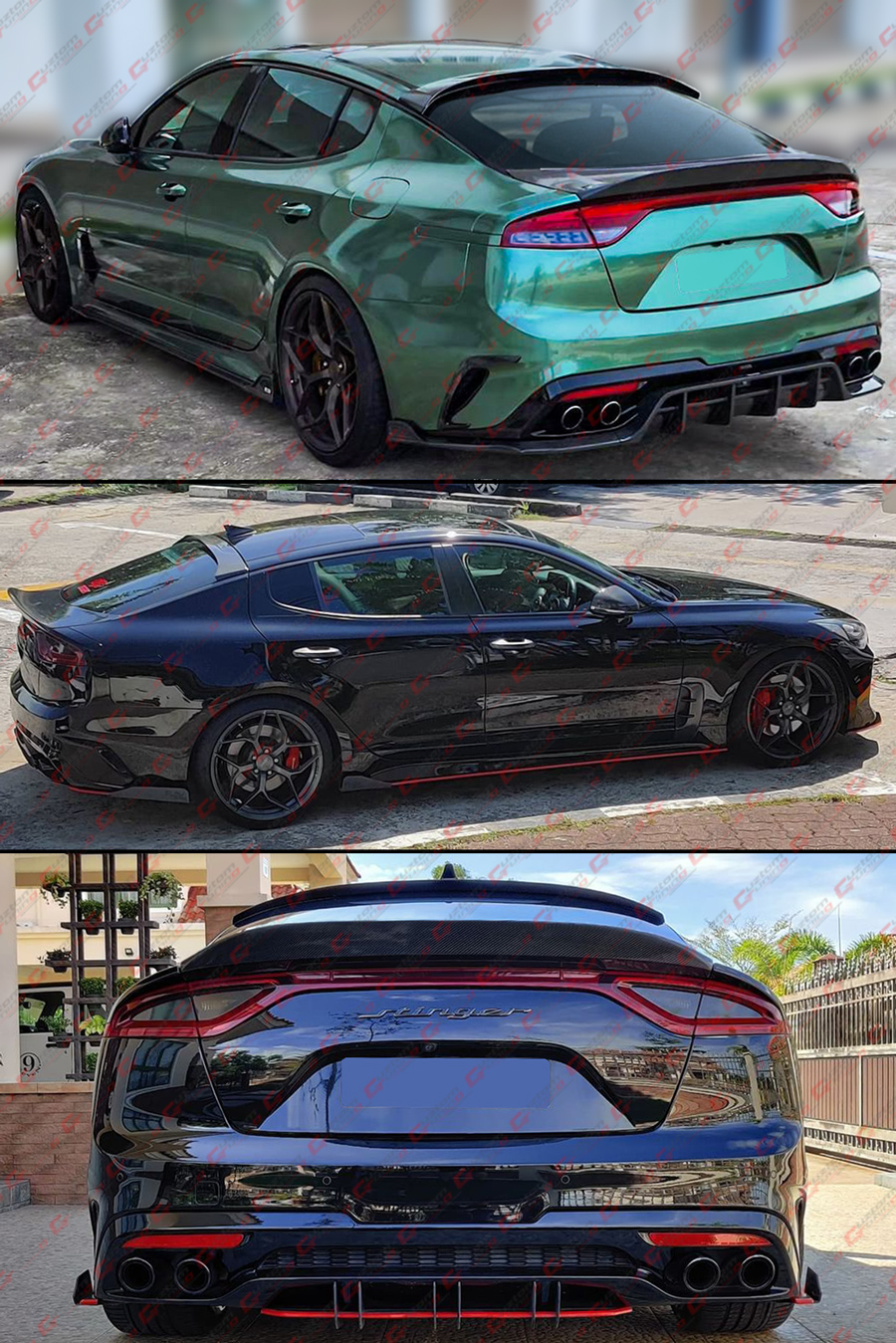 FOR 2018-23 KIA STINGER REAL CARBON FIBER REAR TOP ROOF +