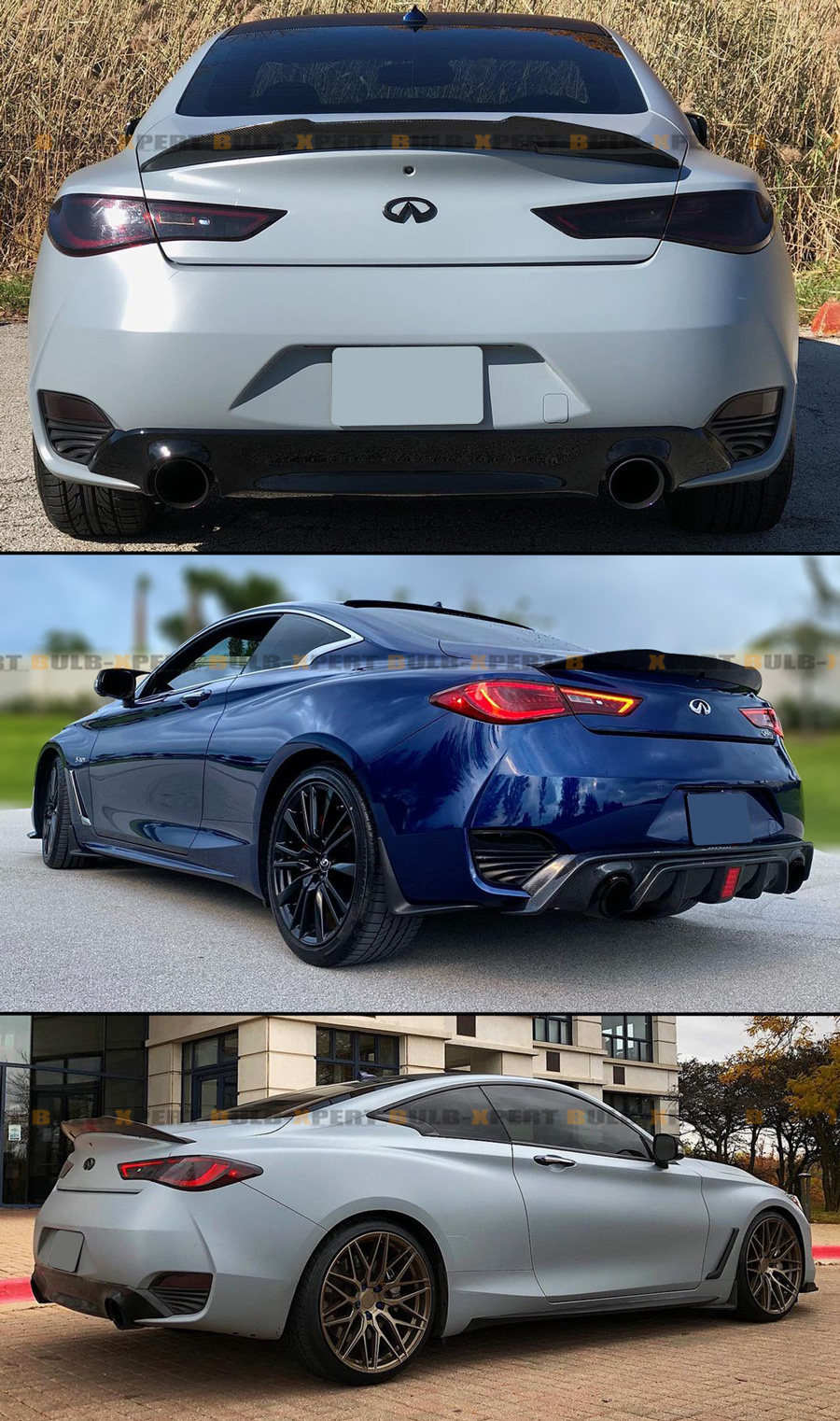 FOR 201721 INFINITI Q60 PSM STYLE HIGH KICK CARBON FIBER DUCKBILL