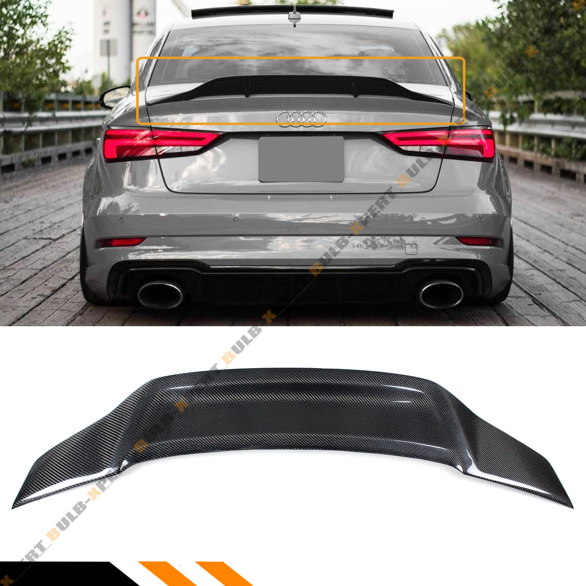 For 14 2020 Audi A3 S3 Rs3 8v Sedan Rt Style Carbon Fiber Duckbill