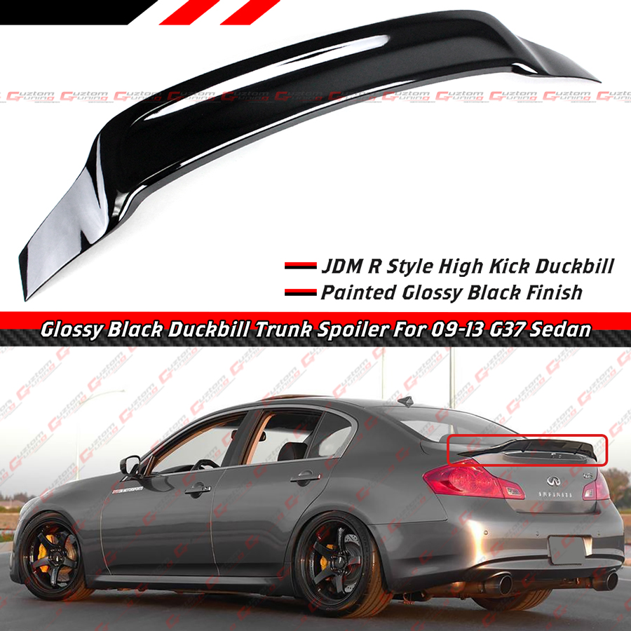 FOR 09-13 INFINITI G37 SEDAN R STYLE GLOSS BLACK HIGHKICK DUCKBILL