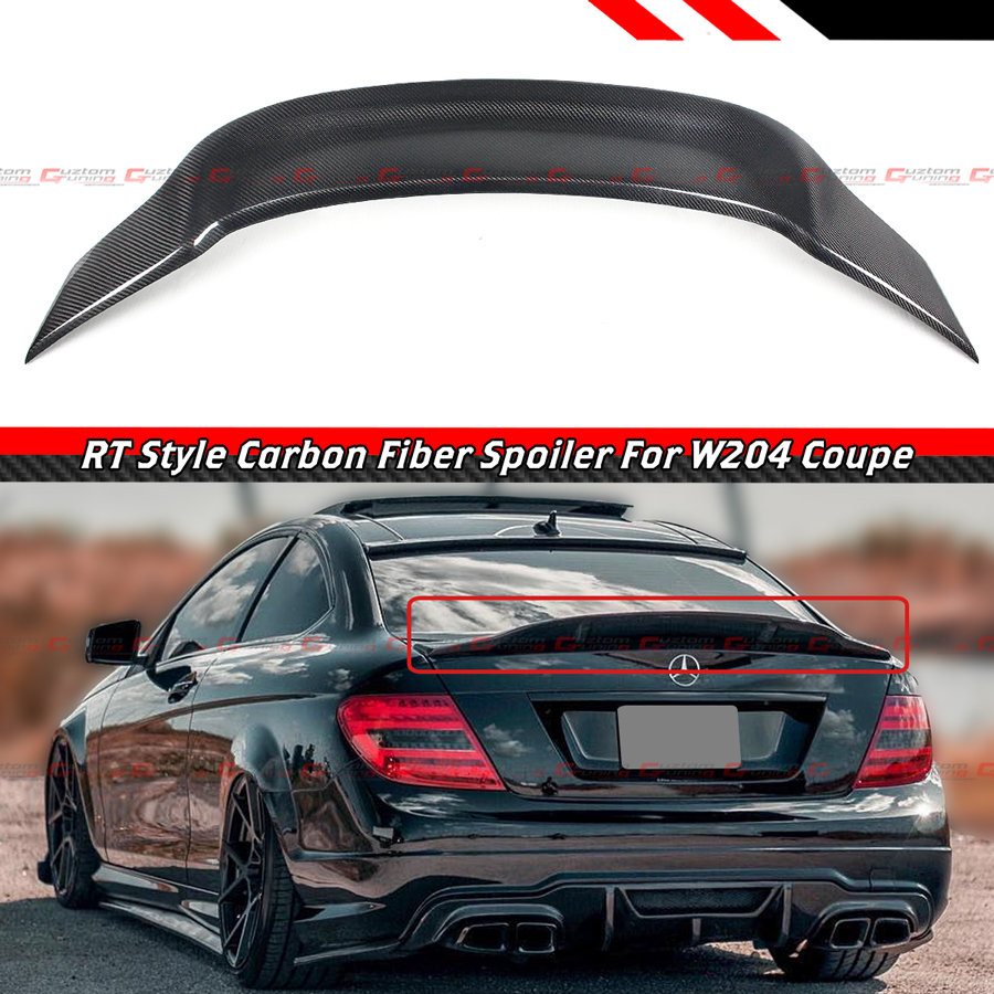 Cuztom Tuning V Style Carbon Fiber High Kick Trunk Spoiler Compatible for  2011-2015 Mercedes-Benz W204 C-Class 2 Door Coupe