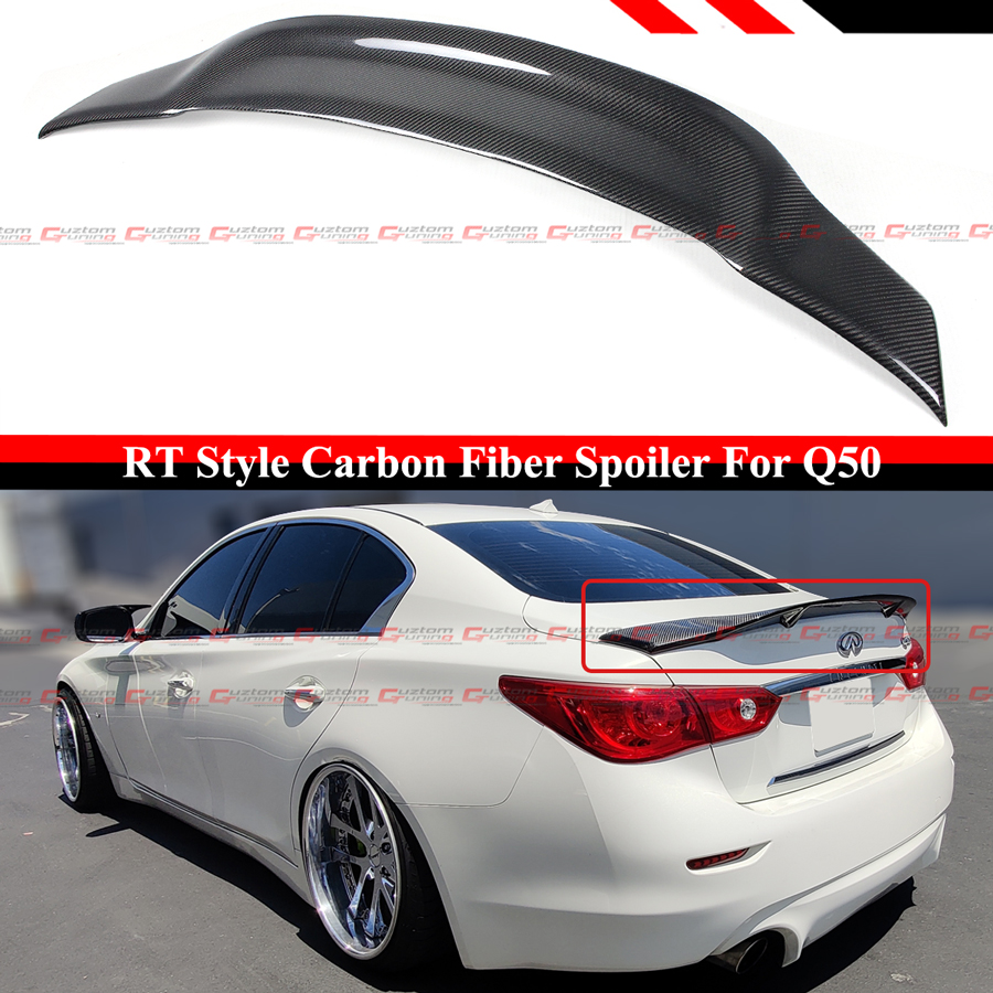 FOR 2014-2023 INFINITI Q50 R STYLE HIGHKICK DUCKBILL CARBON FIBER TRUNK  SPOILER