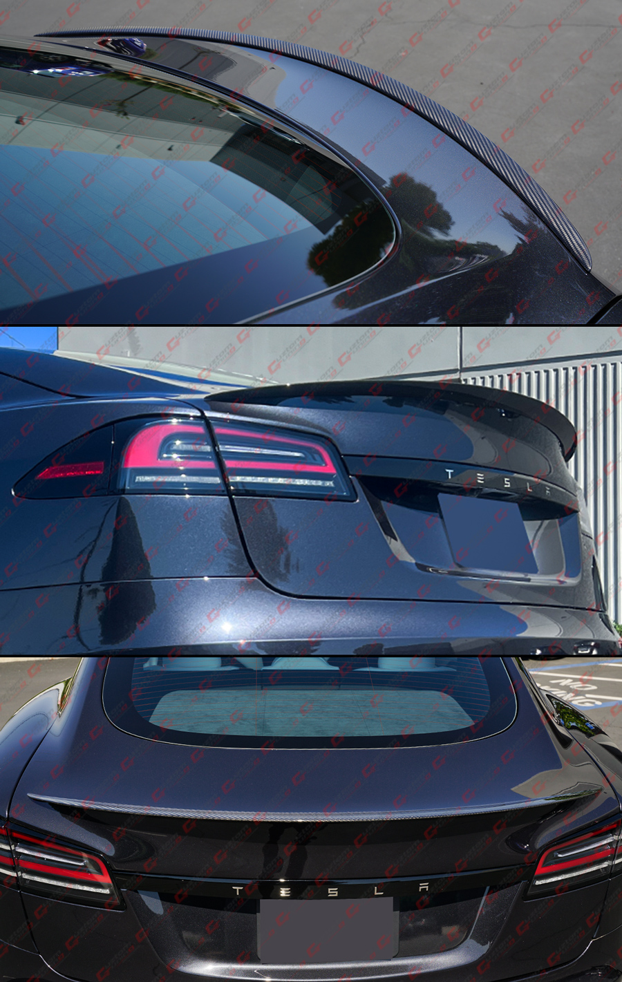 Model S Carbon Fiber Trunk Spoiler For Tesla Model S 2012-2023 P85 70D