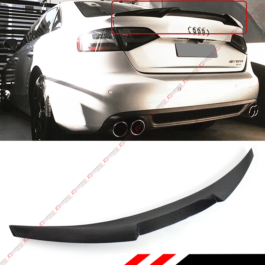For Audi A4 B8.5 S4 Style High Kick Duckbill Carbon Trunk Lid Spoiler Wing 13-16