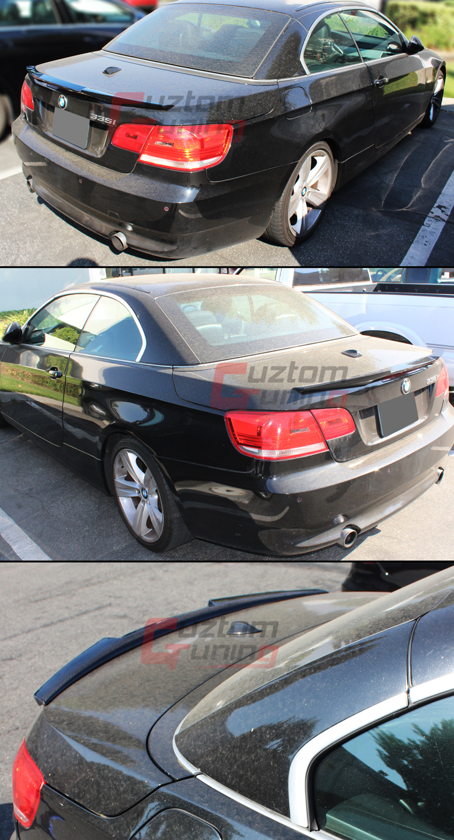 Glossy Carbon Fiber Trunk Spoiler Wing For 2007-2013 BMW E93 335i M3 Convertible - M4 Style, Adhesive Mount - View #2