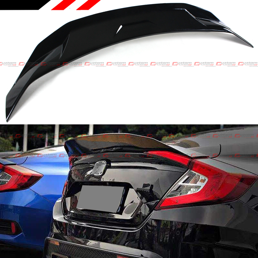 FOR 16-2021 HONDA CIVIC SEDAN V4 GLOSSY BLK HIGHKICK DUCKBILL TRUNK ...