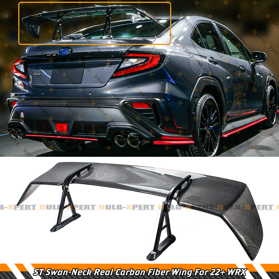 SWAN NECK STI STYLE CARBON FIBER TRUNK SPOILER HIGH WING FOR