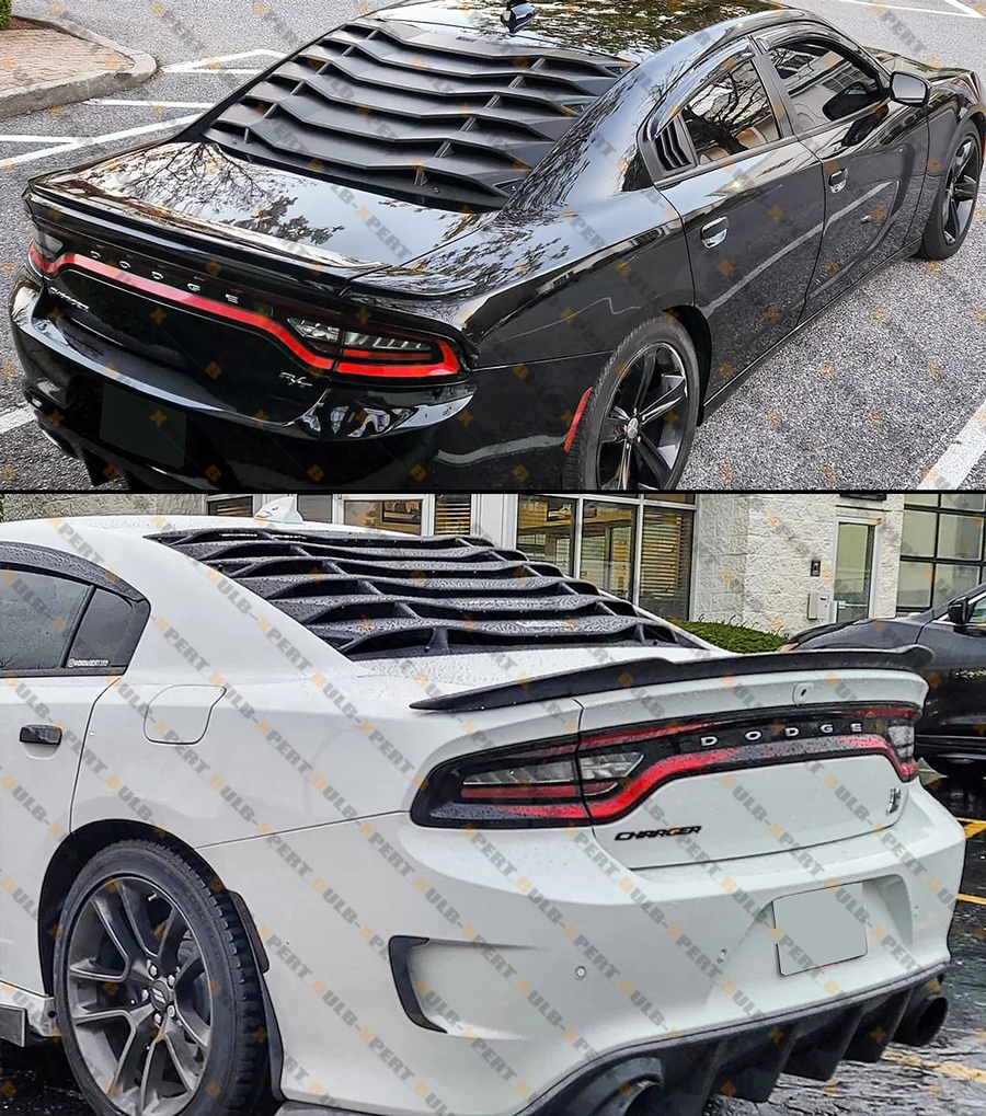 WildWell Rear Side Window Louvers For 2011-2024 Dodge Charger - Glossy Black ABS Vent Scoop Shades