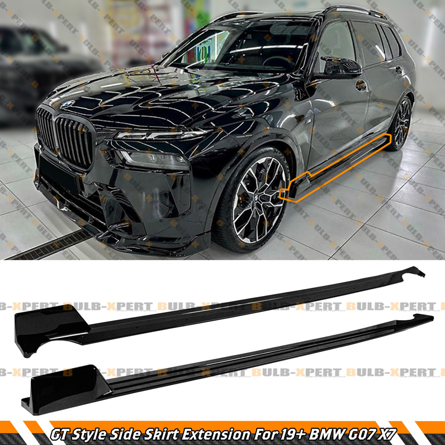 For 2019-2025 BMW X7 G07 M50 M60 GT Style Gloss Black Side Skirt