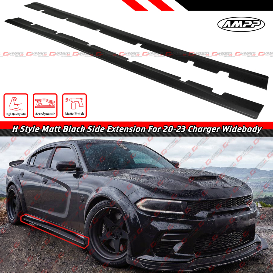 Carbon Fiber Look Side Skirt Extensions For Dodge Charger SRT Widebody 2020-2023