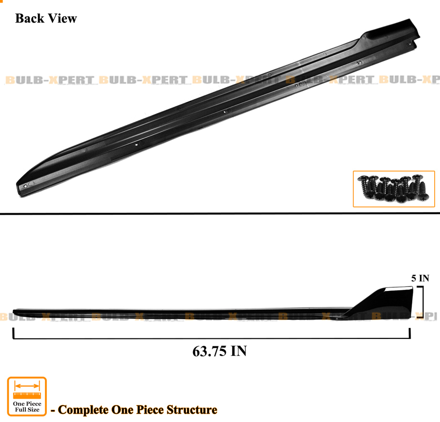 GT Style Gloss Black Side Skirt Extension Splitter For 2014-2018