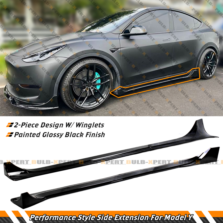 Performance 2pc Winglet Gloss Black Side Skirt Extension For 20-24