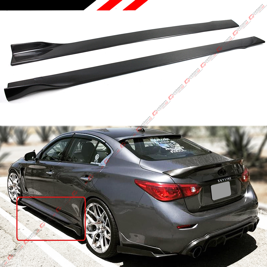 For 14-2020 Infiniti Q50 Carbon Fiber Access Style Side Skirt Extension ...