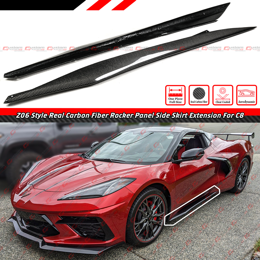 For 2020-25 Corvette C8 Real Carbon Fiber Z06 Style Side Skirt