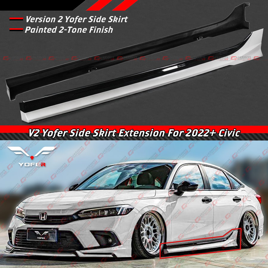 For 2022-2025 Honda Civic Yofer V2 White Pearl Black 2 Tone Side
