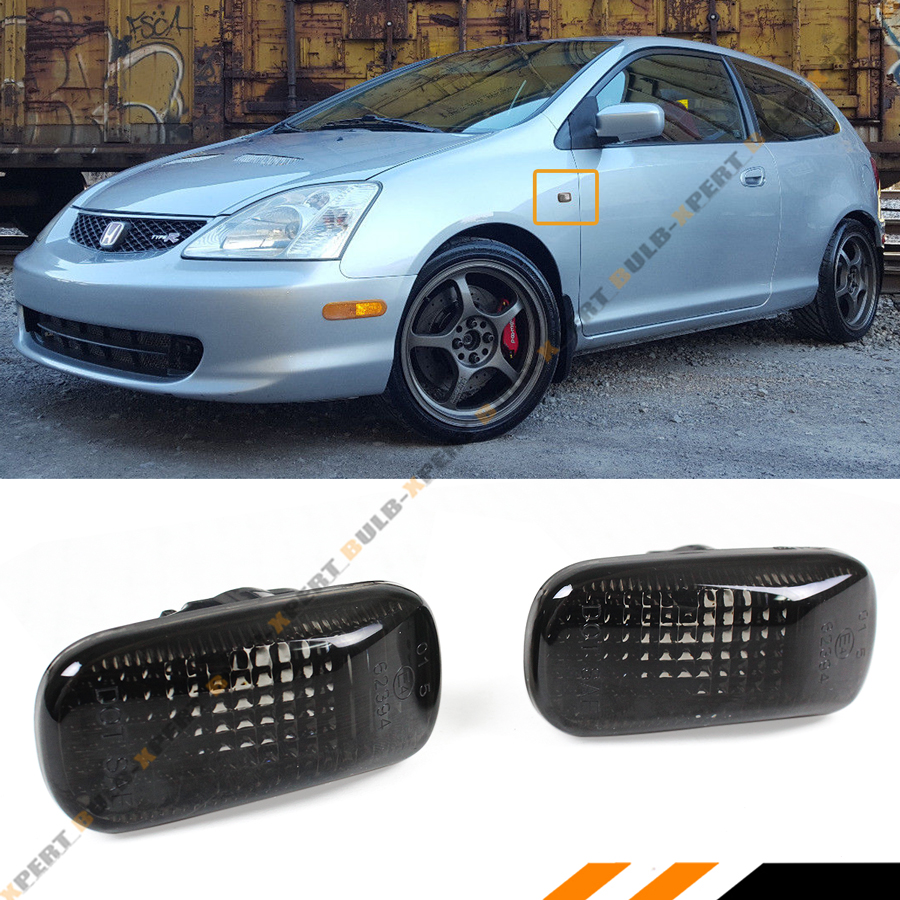 For Honda Civic Es Ep3 Fd Si Jdm Smoke Tinted Lens Fedner Side Marker Lamp Light Ebay