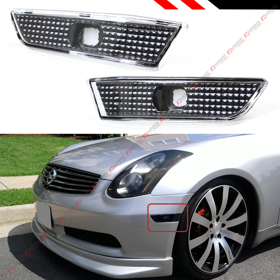 FOR 03-07 INFINITI G35 COUPE JDM BLACK SIDE MARKER LAMPS LIGHT W/ WHITE LED BULB FOR 03-07 INFINITI G35 COUPE JDM BLACK SIDE MARKER LAMPS LIGHT W/ WHITE LED BULB