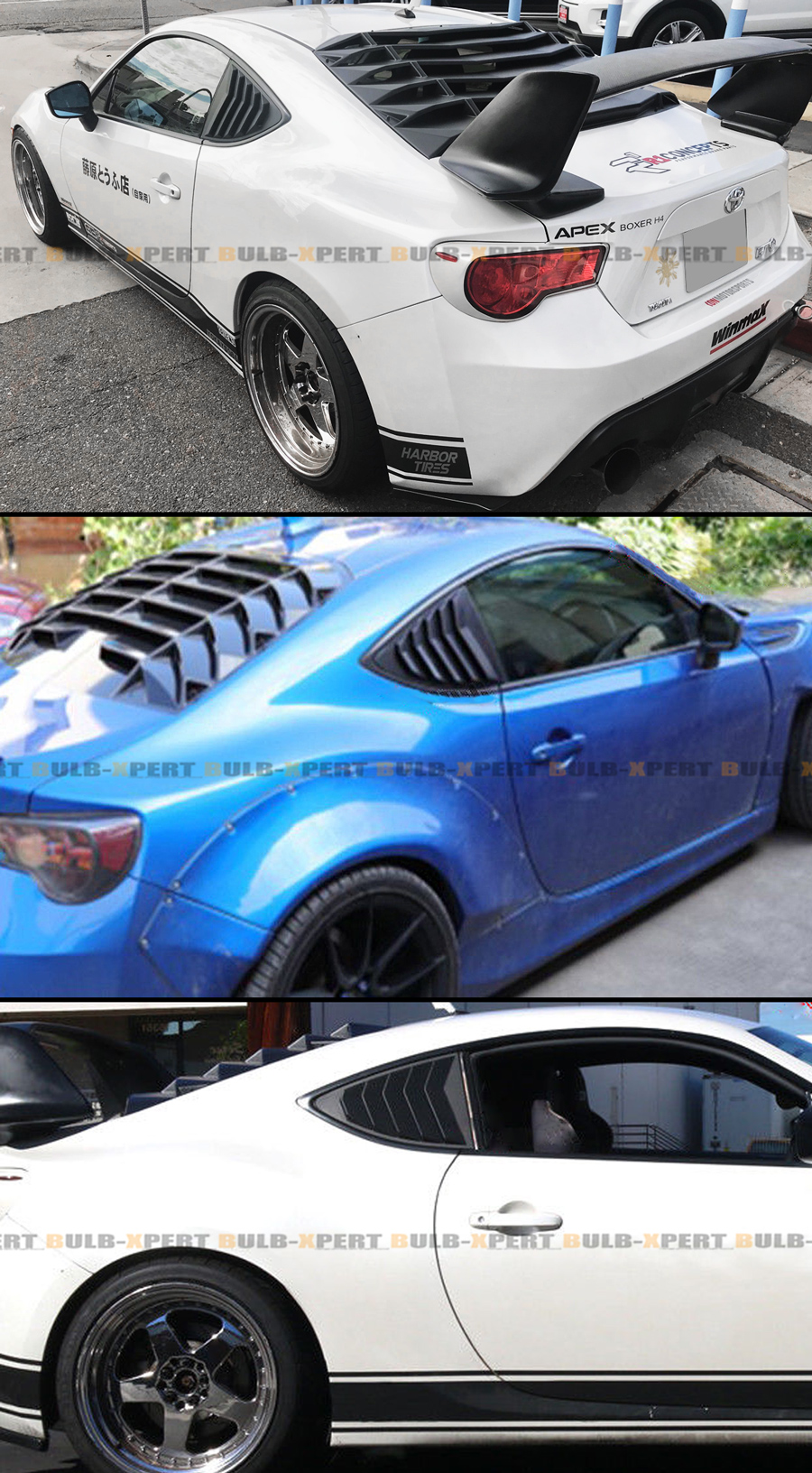 For 13-18 Scion FR-S 86 /& BRZ Gloss Blk JDM 1//4 Quarter Panel Side Window Louver