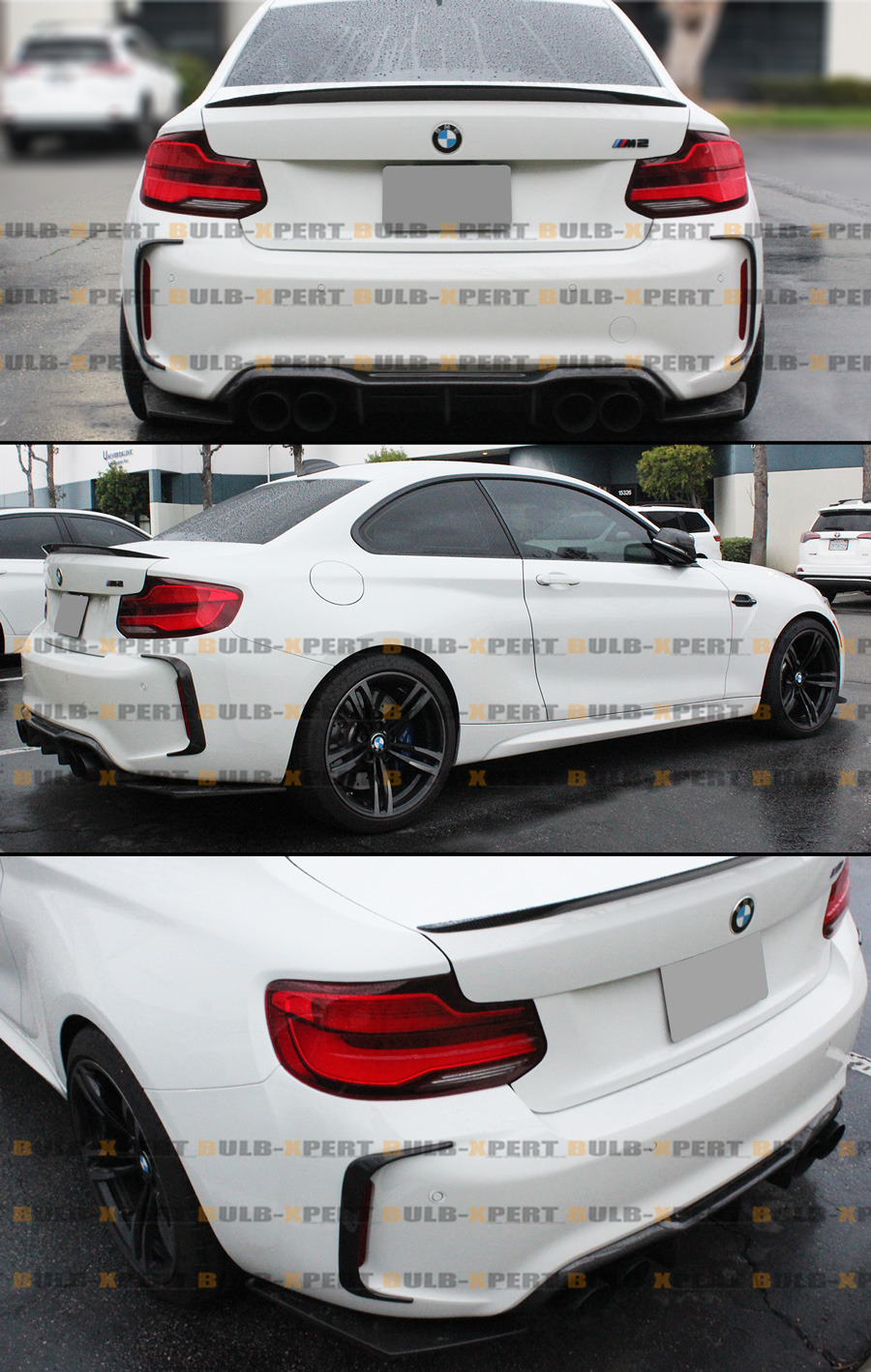 FOR 2016-21 BMW F87 M2 CARBON FIBER REAR BUMPER SIDE ACCENT TRIM