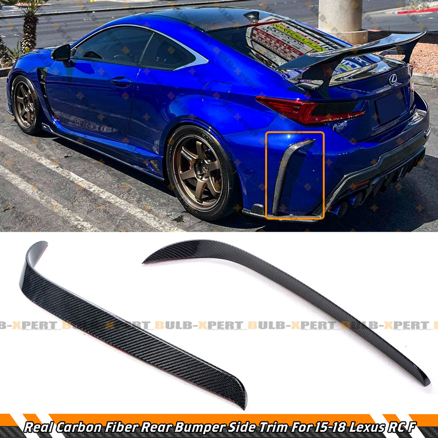 FOR 15-18 LEXUS RC F RCF REAL CARBON FIBER REAR BUMPER SIDE TRIM