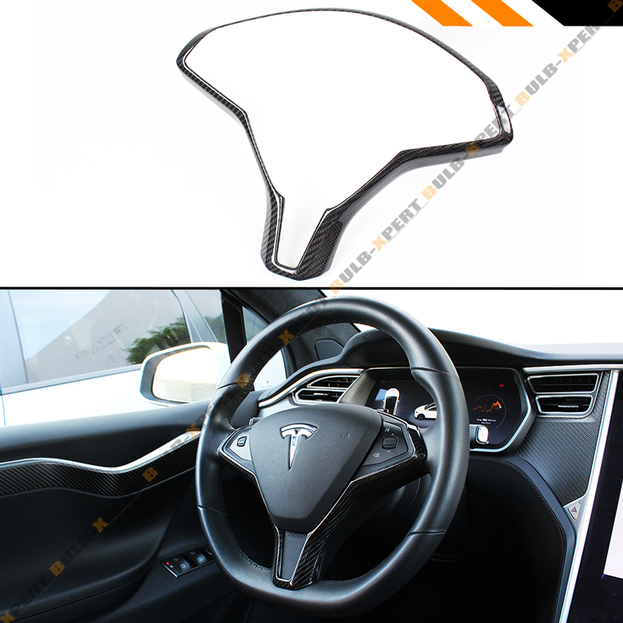 Details About Glossy Carbon Fiber Steering Wheel Center Trim Cover For Tesla Model X Model S