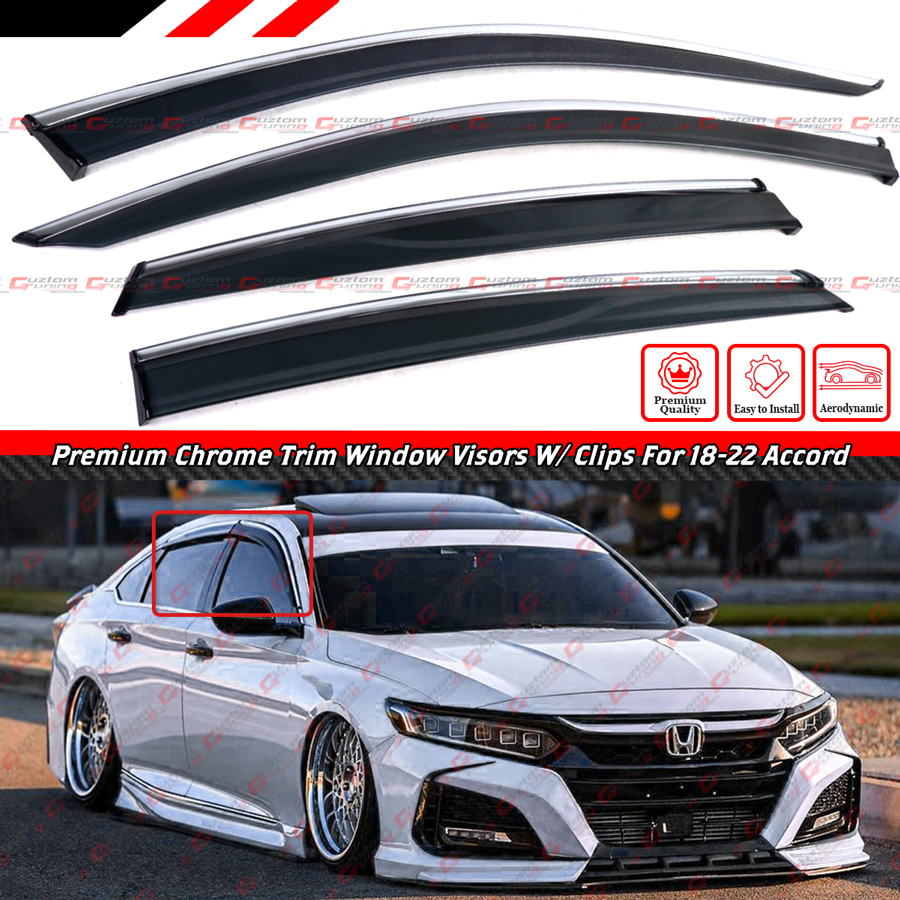 Deflectores De Ventana Para Honda Accord 2018-2022 - 4 Piezas, Tintados Humo, Protección Contra Lluvia