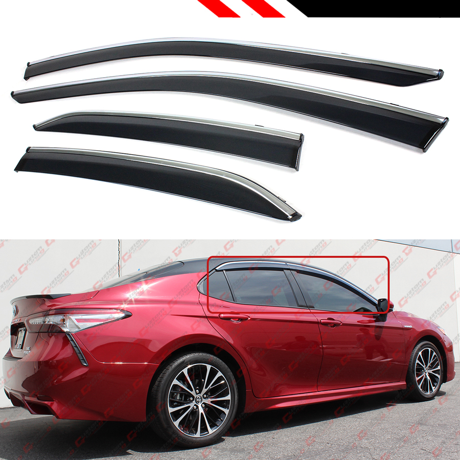 Window Visor Compatible With 2012-2014 Toyota Camry, Acrylic Unpainted Black Sun Rain Shade Guard Wind Vent Air Deflector By IKON MOTORSPORTS, 2013 – Ikon Motorsports