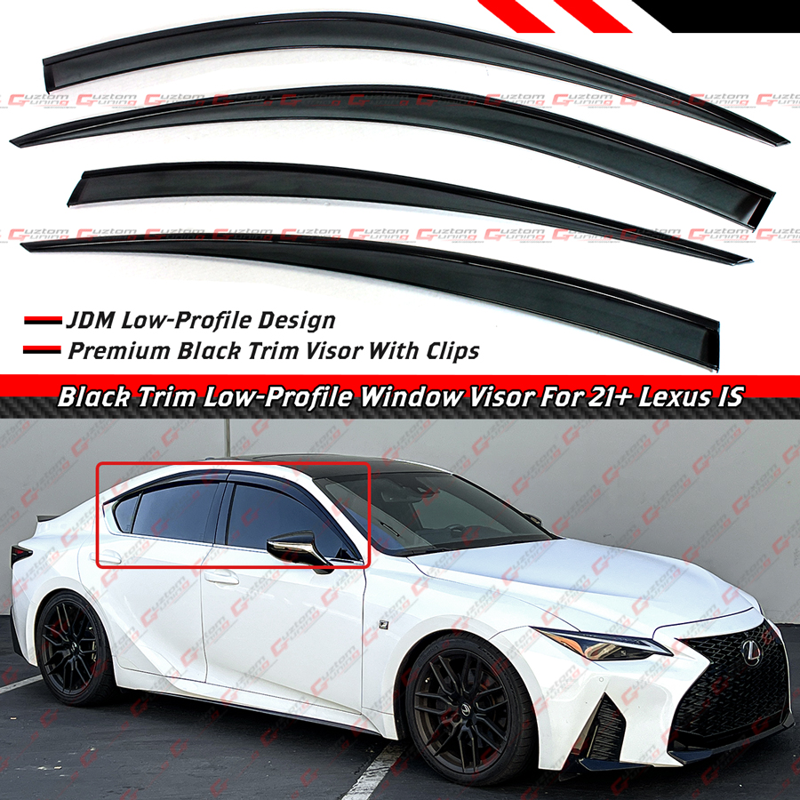 FOR 21-25 LEXUS IS300 IS350 PREMIUM BLACK TRIM WINDOW VISOR RAIN