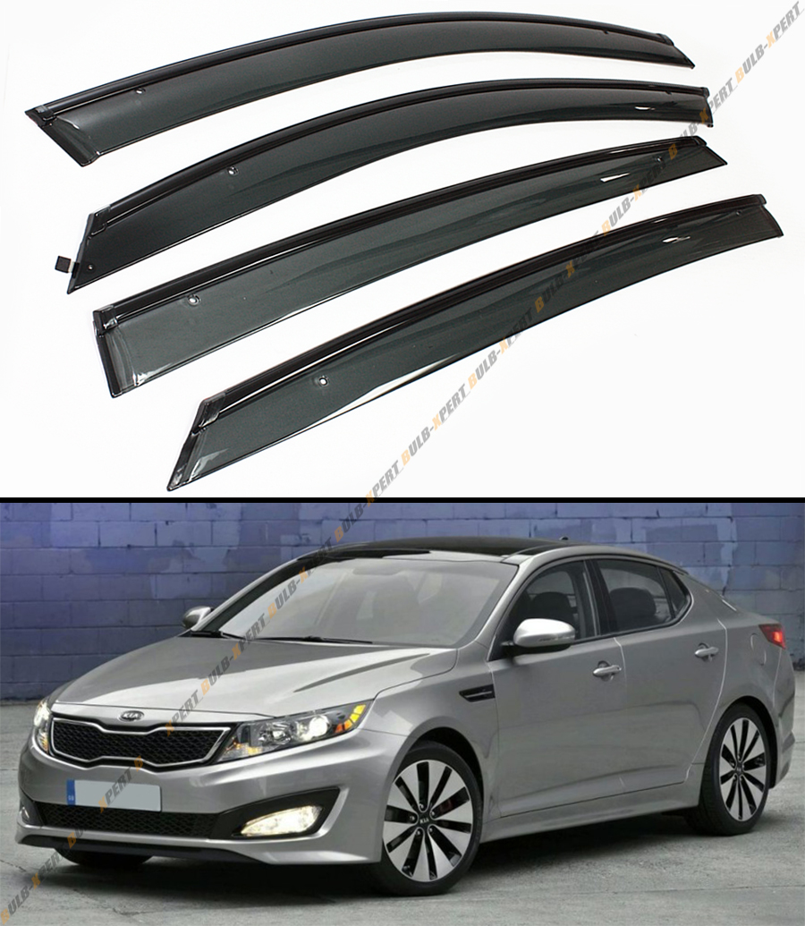 LUXURY CLIP ON WINDOW VISOR GUARD W/ BLACK TRIM FITS 2011-2015 KIA ...