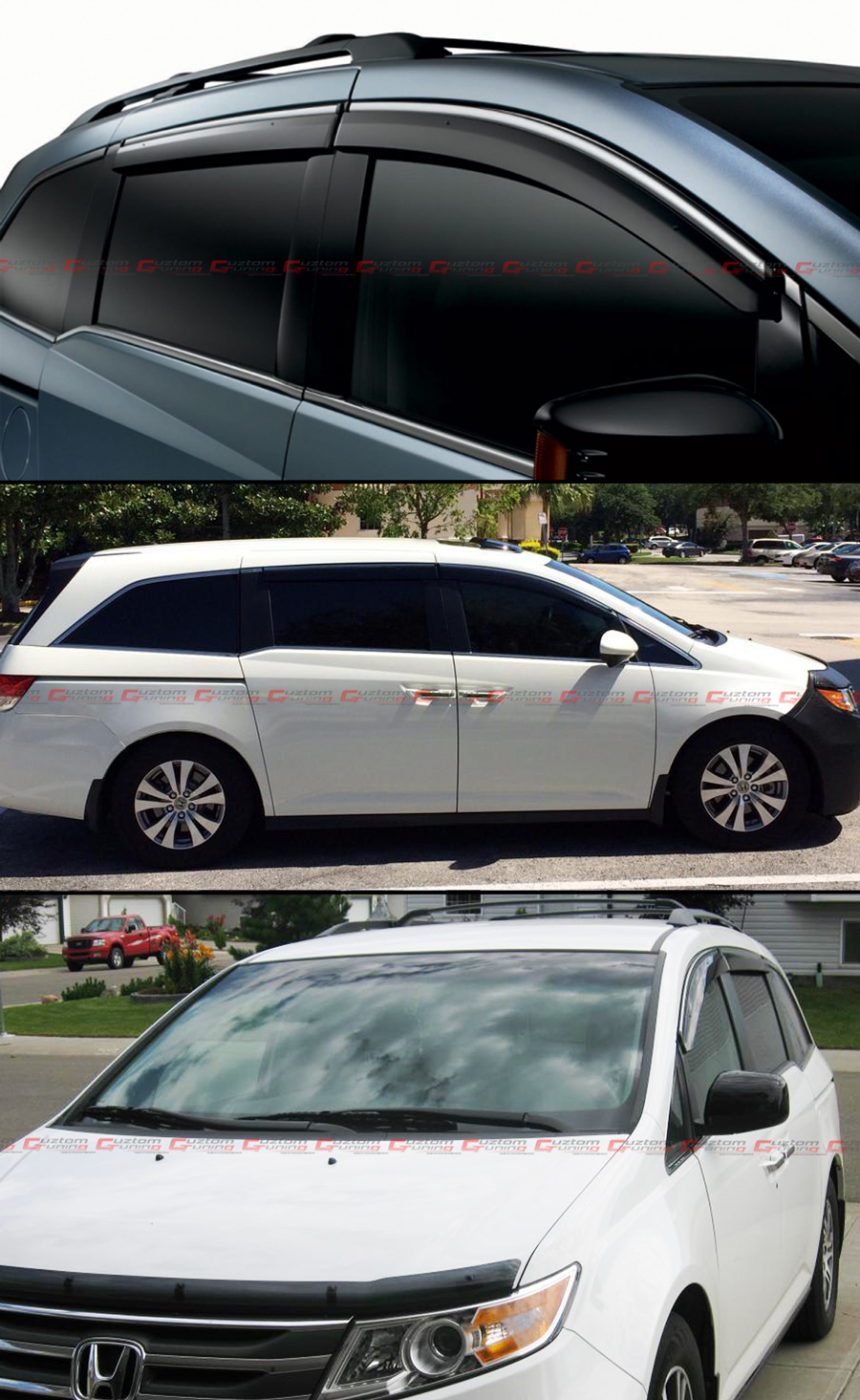 FOR 201117 HONDA ODYSSEY CLIPON CHROME TRIM WINDOW VISOR RAIN GUARD