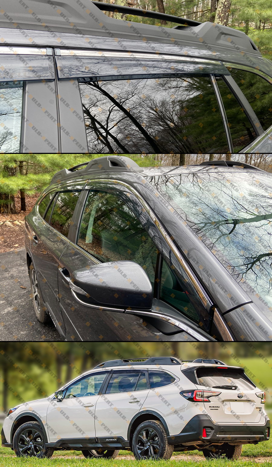 Smoke Chrome Window Visors / Rain Guards For 2020-2024 Subaru Outback Premium – 4pc Kit With Clips