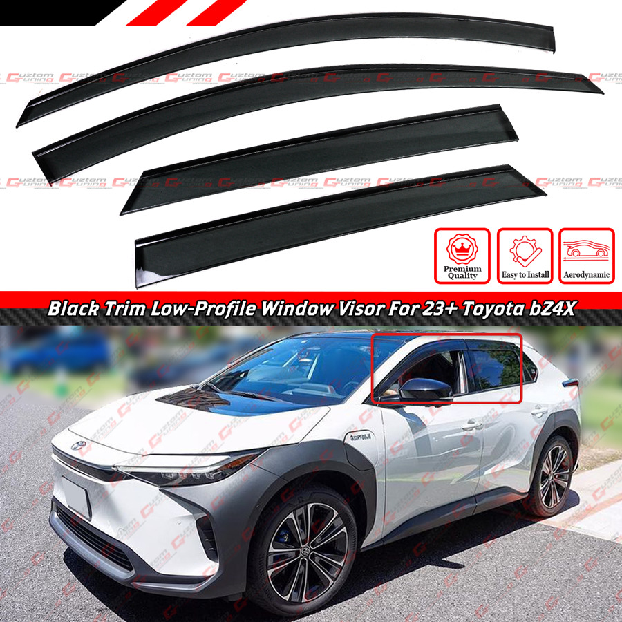 FOR 2023-25 TOYOTA BZ4X JDM PREMIUM BLACK TRIM WINDOW VISOR RAIN