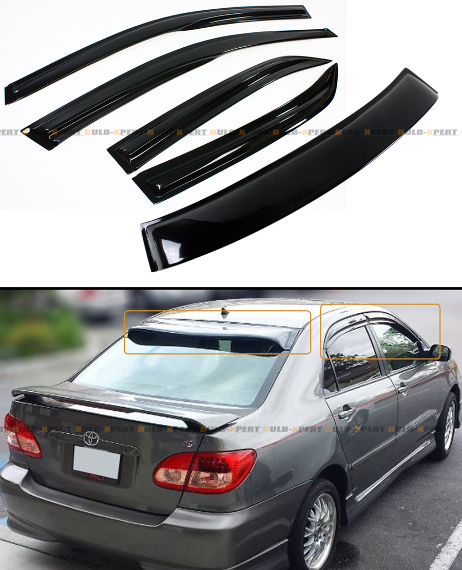 LONGKEES Sun//Rain Guard Wind Deflector Vent Shade Window Visor Fit 2003-2008 Toyota Corolla All Models