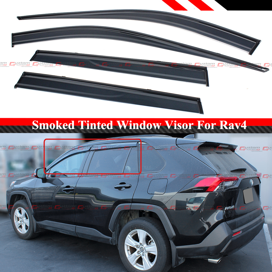 FOR 2019-2020 TOYOTA RAV4 BLACK TRIM CLIP-ON WINDOW VISOR RAIN GUARD ...