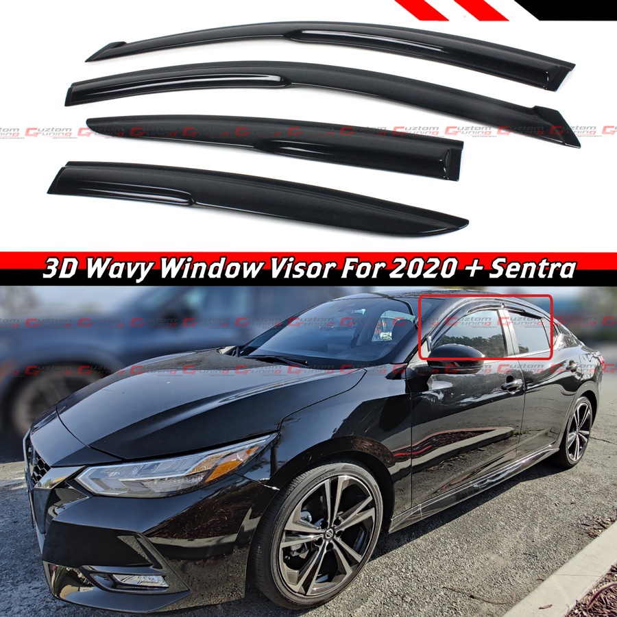 FOR 2020-2021 NISSAN SENTRA JDM SMOKE 3D WAVY WINDOW VISOR RAIN GUARD ...