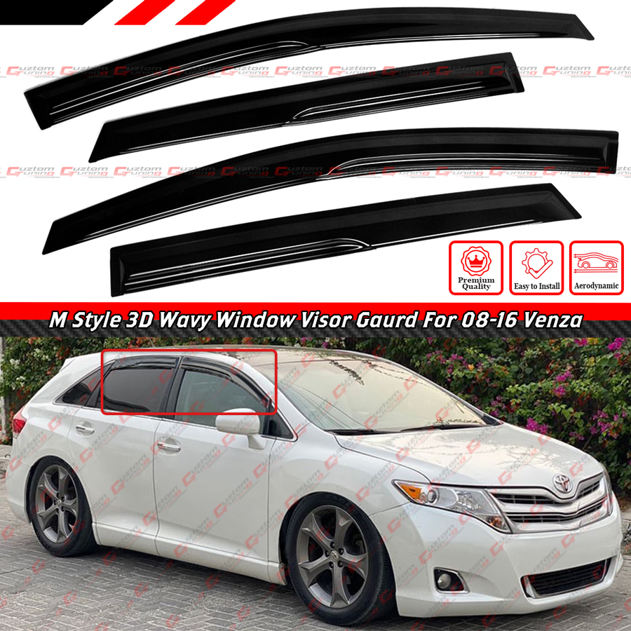 hc様 FOR 2008-2016 TOYOTA VENZA JDM AERO 3D WAVY WINDOW VISOR