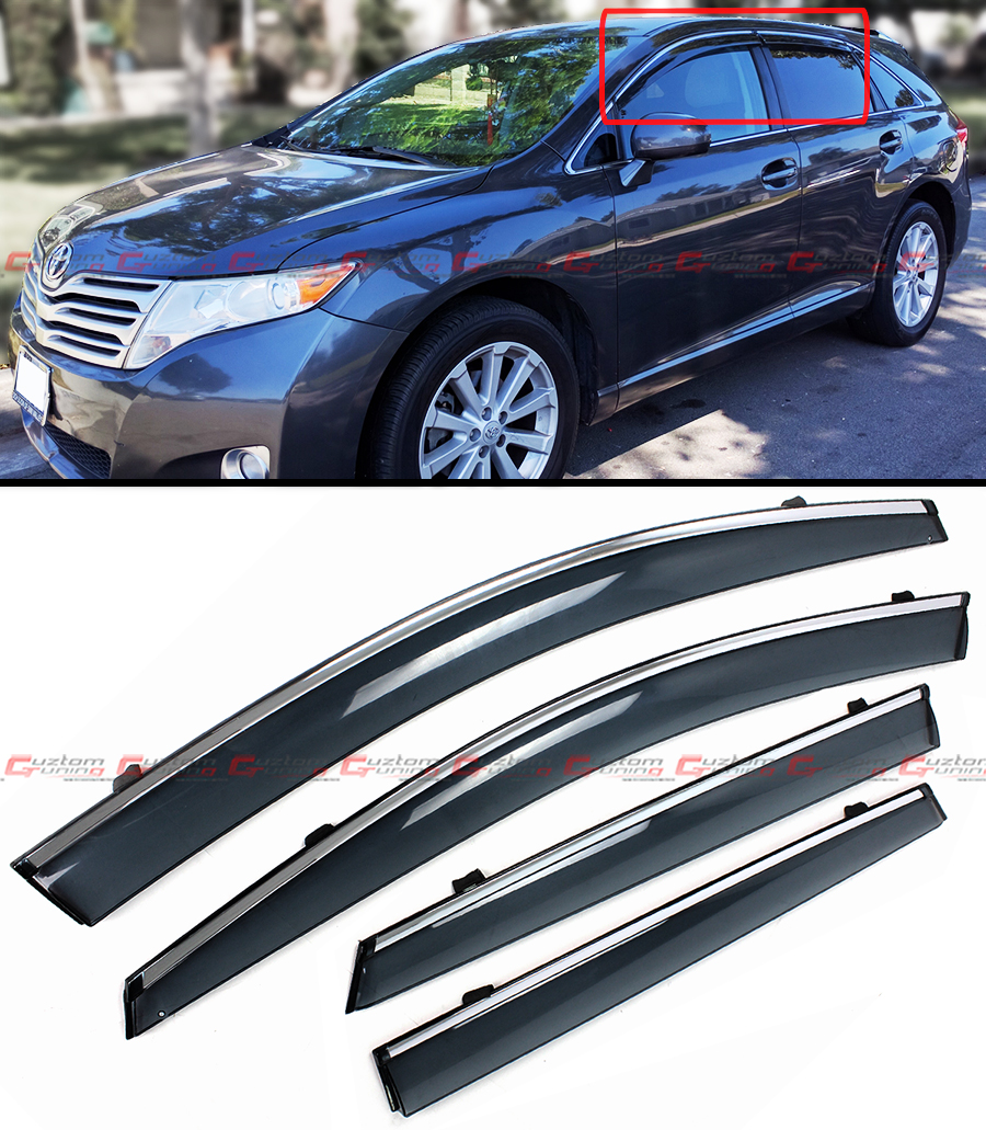 FOR 2008-2016 TOYOTA VENZA CLIP ON SMOKE TINTED SIDE WINDOW VISOR W ...