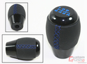 M10 X 1.5 LEATHER 6 SPEED SHIFT KNOB BLUE STITCHIN