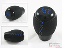 M10 X 1.5 BLK 5 SPEED SHIFTER KNOB BLUE STITCHING 