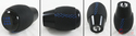 M10 X 1.5 BLK 5 SPEED SHIFTER KNOB BLUE STITCHING 