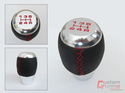 M10 X 1.5 BLK LEATHER CHROME 5 SPEED SHIFT KNOB RE