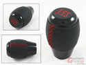 M10 X 1.5 BLACK 5 SPEED SHIFT KNOB RED STITCHING +