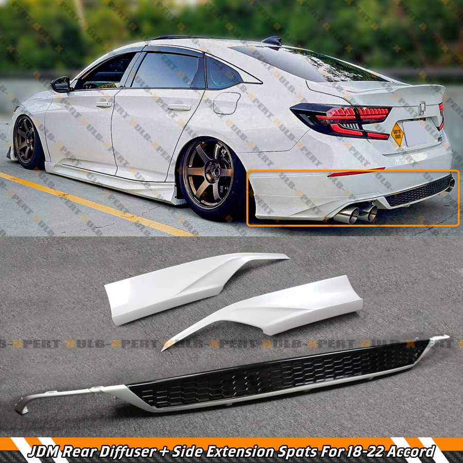 thumbnail image 2 of Yofer Style Rear Bumper Diffuser + Corner Spats For Honda Accord 2018-2022 – Gloss Black & White 2 of 2