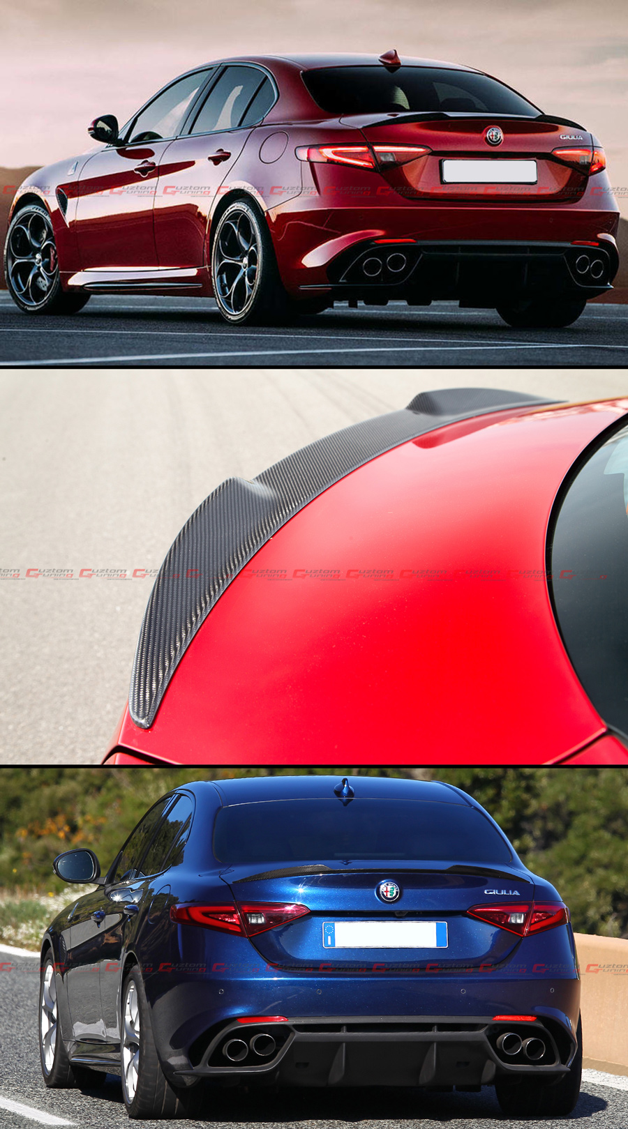 Syon Auto FITS 2017-2022 ALFA ROMEO GIULIA VQ STYLE Glossy Black High Kick Trunk Spoiler