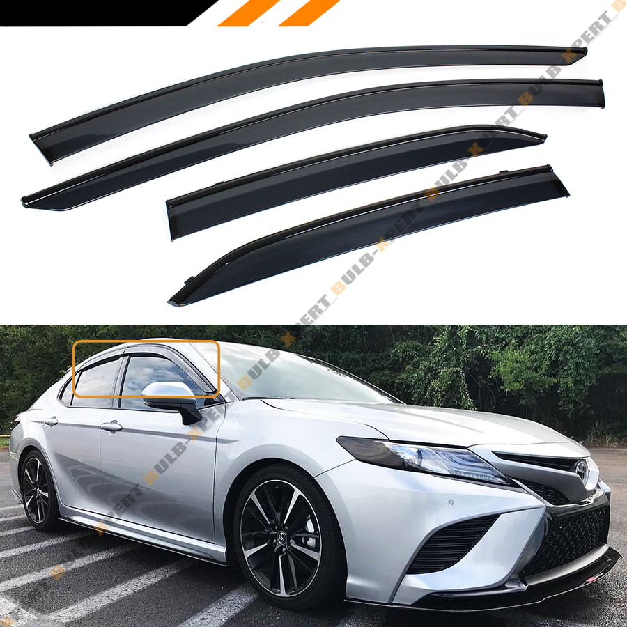 For 18 21 Toyota Camry Clip On Black Trim Window Visor Rain Guard Deflector Ebay