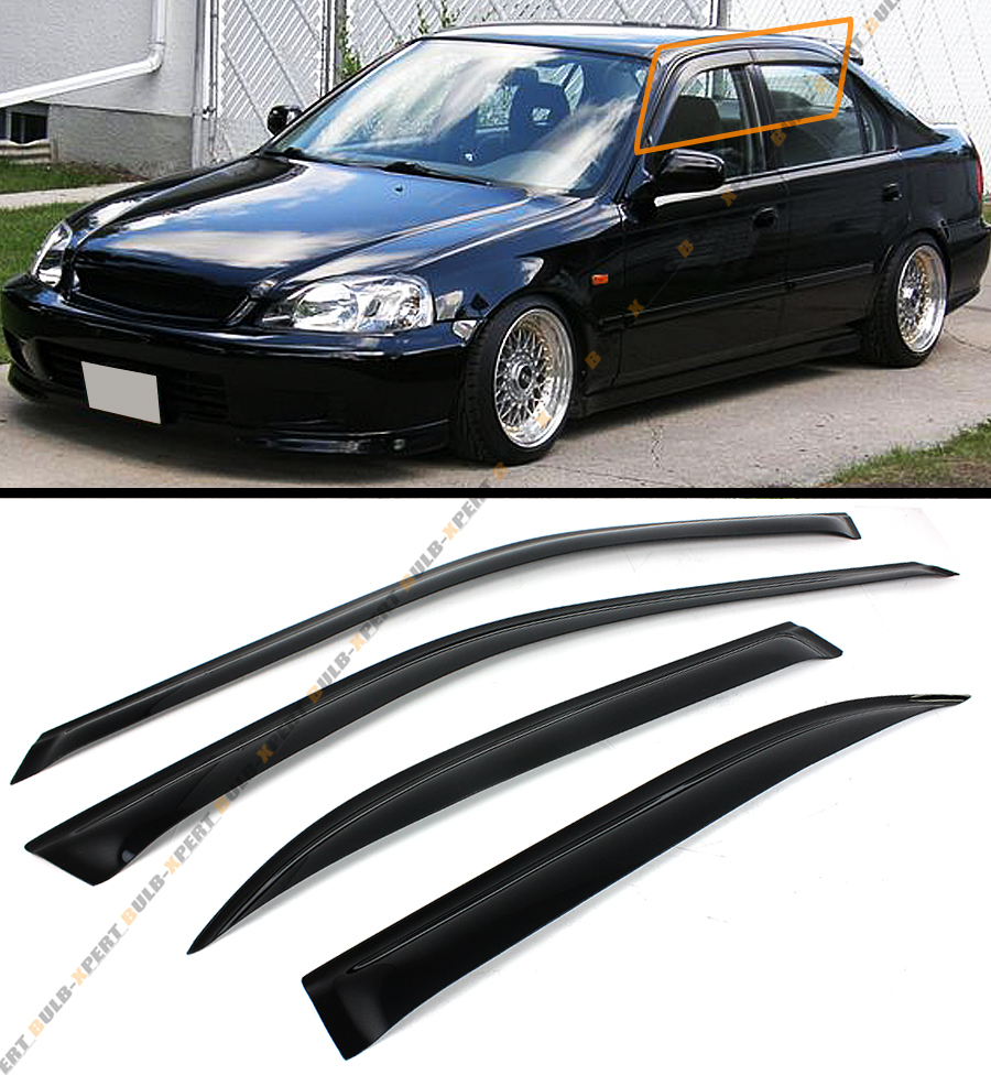 FOR 1996-2000 HONDA CIVIC 4 DR SEDAN JDM SMOKE TINTED WINDOW VISOR