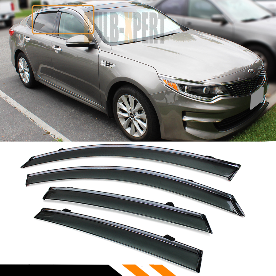 HEKO Wind Deflectors For Kia Optima JF IV Sportswagon 2016+ | 4-Piece Set, Black Tinted