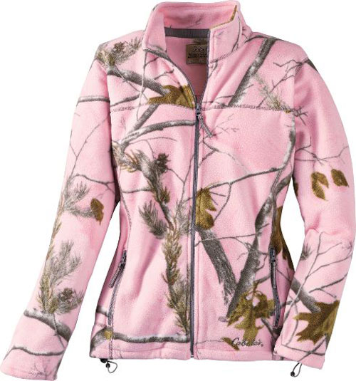 Cabela's Women's Doe Camp Fleece Jacket Pink RealTree AP Camo