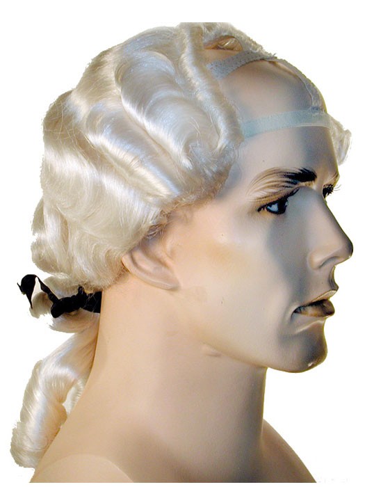 Topless Colonial Man Wig Pigtail 17th 18th Century Lacey Costume John ...