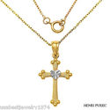 HANDCARVED CHARM CROSS NECKLACE IN 14K YELLOW GOLD